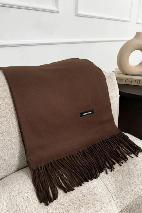 Szal z kaszmirem i wełną czekolada mistle