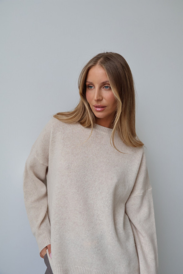 Sweter 100% wełna merino premium merene jasny beż