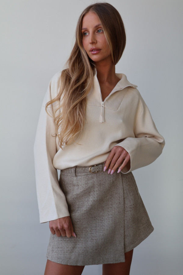 Sweter polo z zamkiem beż arlon