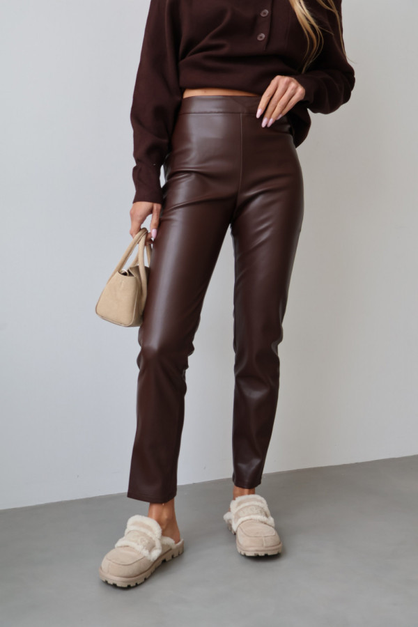 Legginsy z ekoskóry czekolada lecce