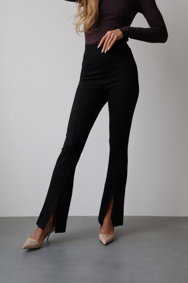 Legginsy z bawełny z rozcięciem czarne kate