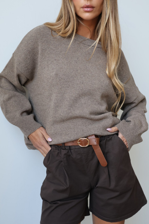 Sweter wełniany lana taupe