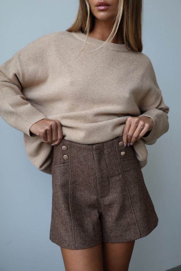 Szorty strukturalne z wełną brąz cascais