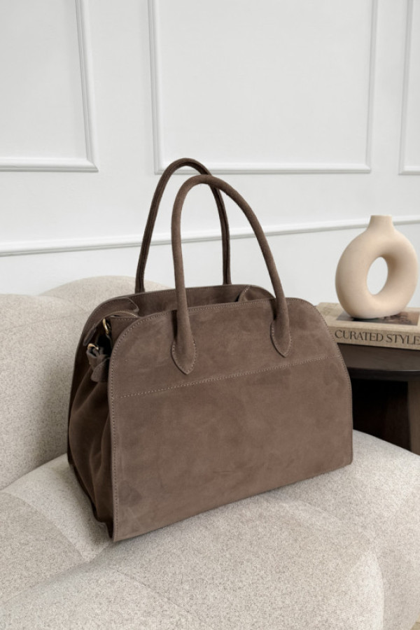 Torebka 100% skóra zamszowa rov taupe