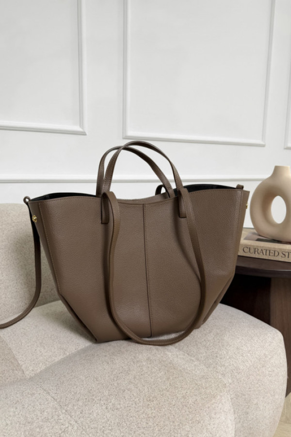 Torebka 100% skóra naturalna taupe solene maxi