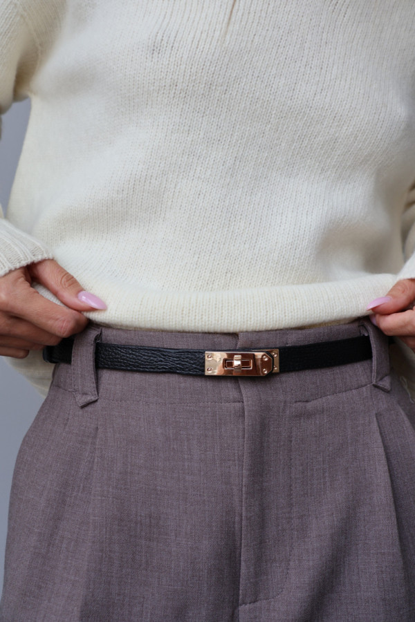 Pasek 100% skóra naturalna herme czarny