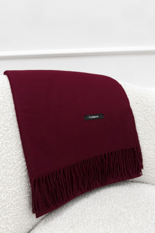 Szal z kaszmirem i wełną bordo mistle