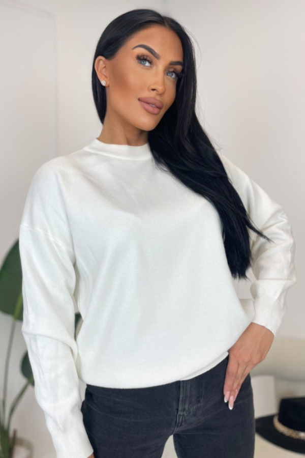 Sweter z napisem na plecach biały