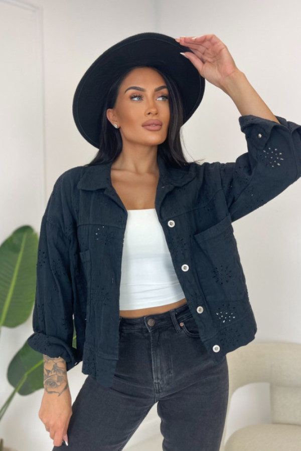 Kurtka ażurowa czarna