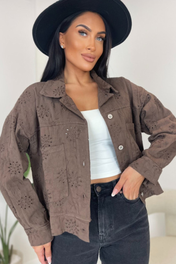 Kurtka ażurowa czekoladowa