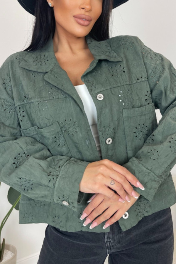 Kurtka ażurowa khaki