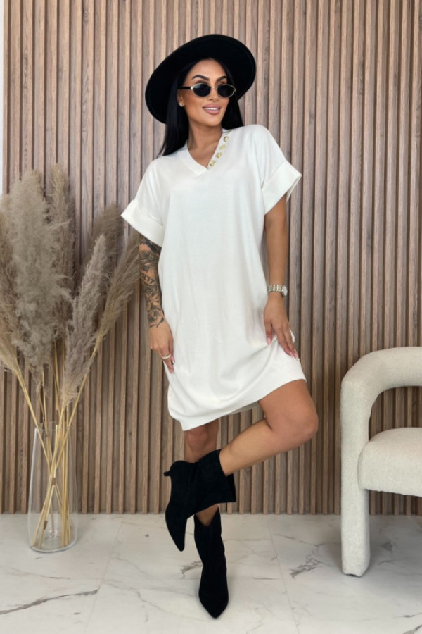 Sukienka swetrowa z krótkim rękawem biała