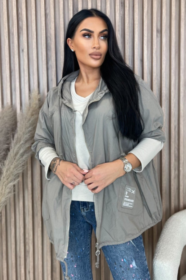 Kurtka przejściowa plus size ciemny beż