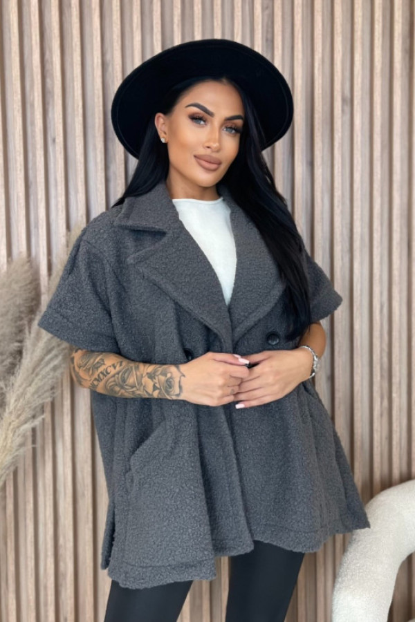 Narzutka plus size zapinana na guzik grafitowa