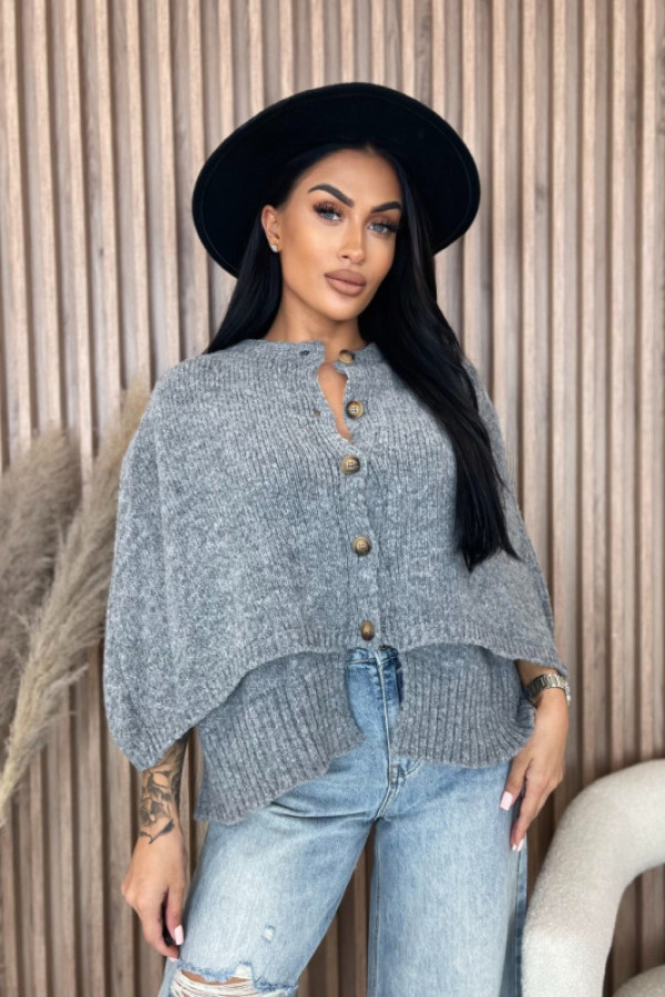 Narzutka plus size zapinana na guziki szara