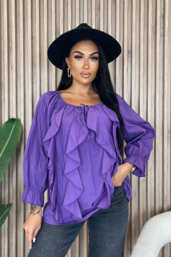 Bluzka z falbankami fioletowa