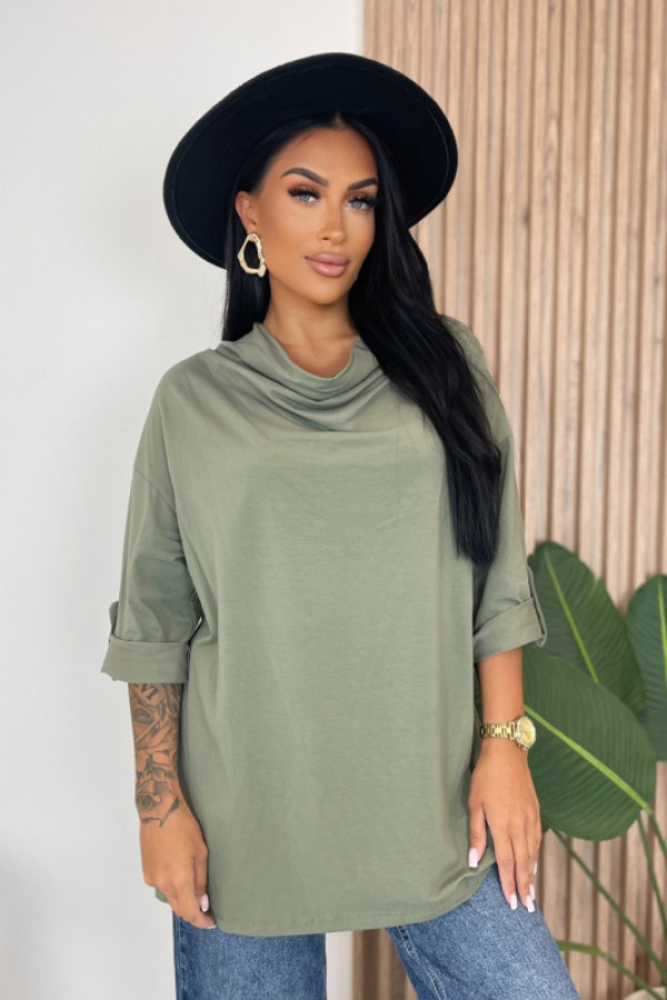 Bluzka z lejącym dekoltem jasnozielona