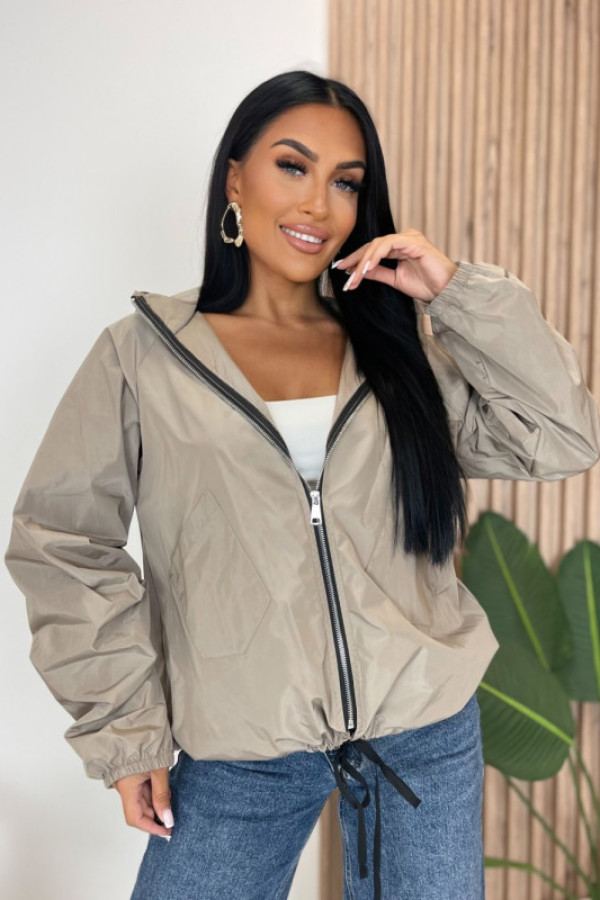 Kurtka z kapturem beżowa