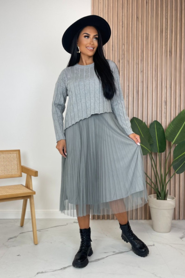 Sukienka z narzutką szara