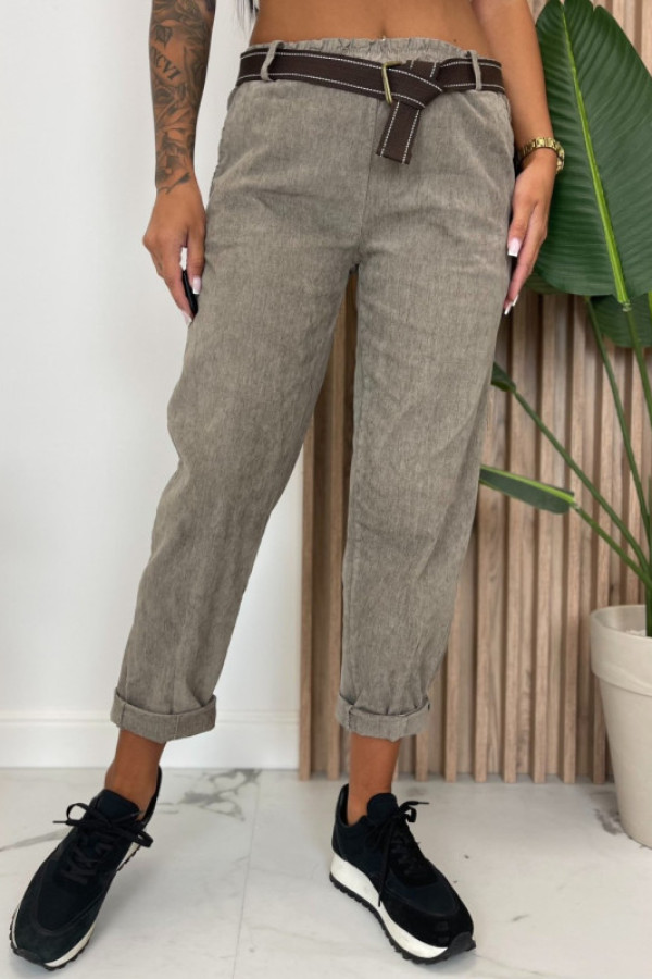 Spodnie na gumce taupe