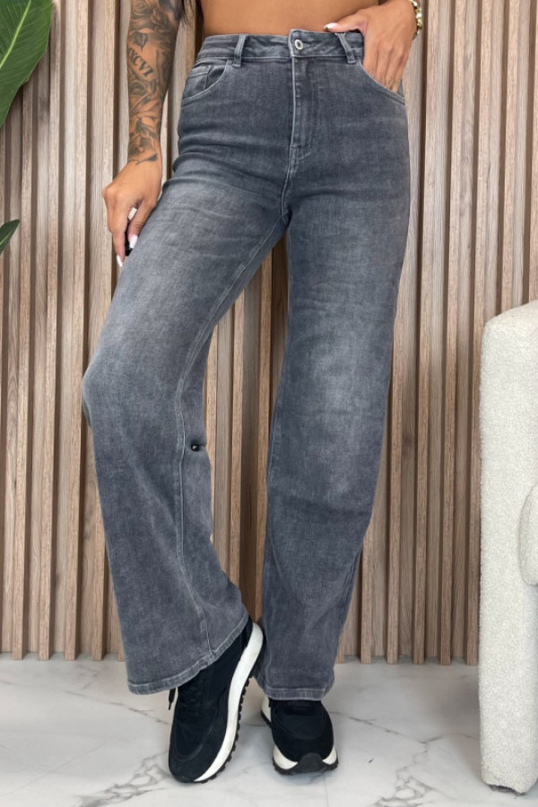 Spodnie jeansowe z prostymi nogawkami szare