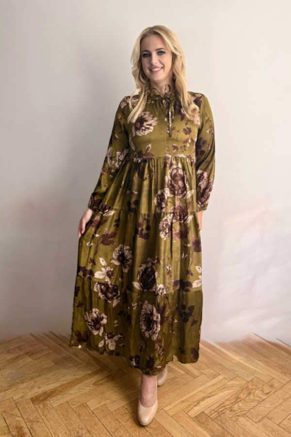 Sukienka w kwiaty zielona