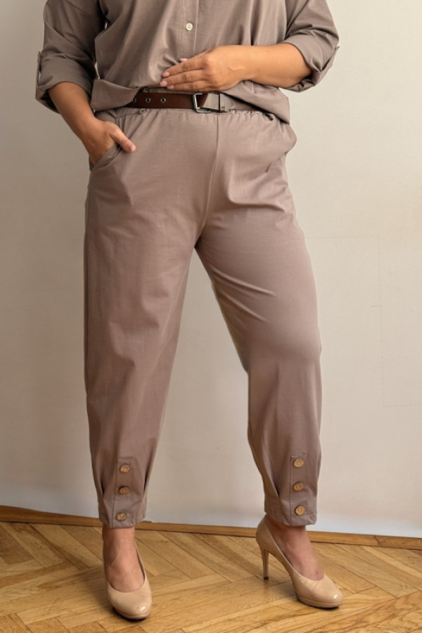 Spodnie z guzikami ciemnobeżowe