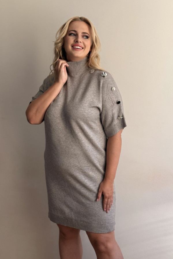 Sukienka z golfem jasnoszara
