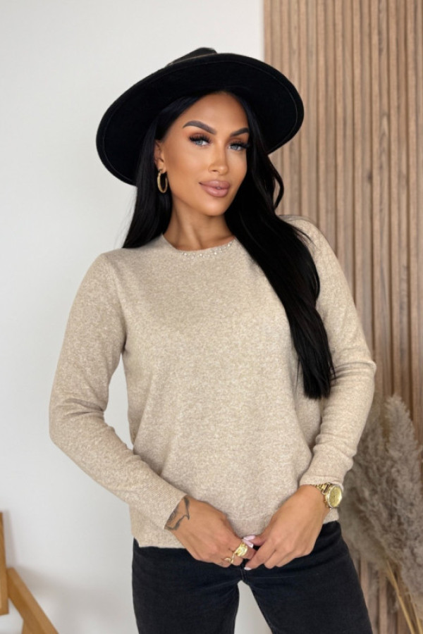 Sweterek dopasowany beżowy