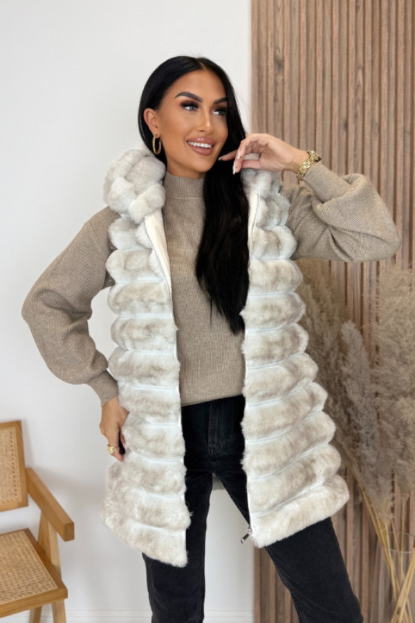 Kamizelka z kapturem beżowa