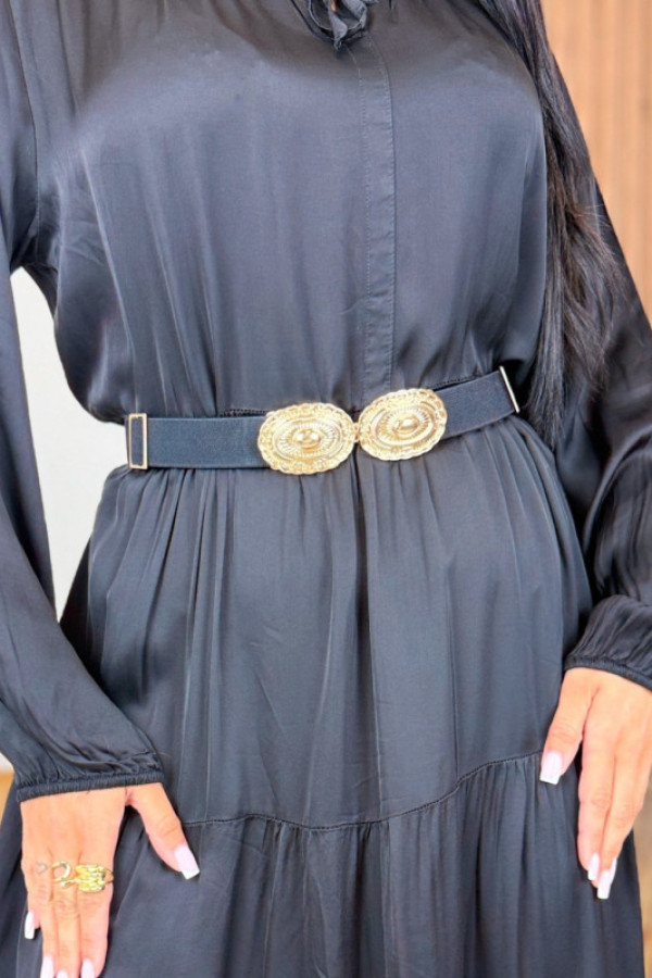 Pasek ze złotą klamrą czarny