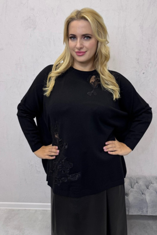 Sweterek ze zdobieniem czarny