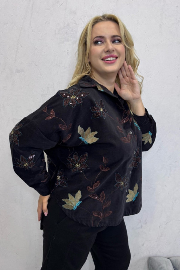 Koszula w liście czarna