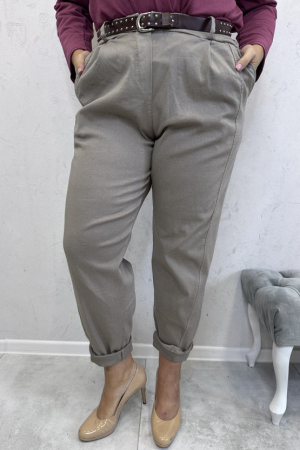 Spodnie z paskiem taupe