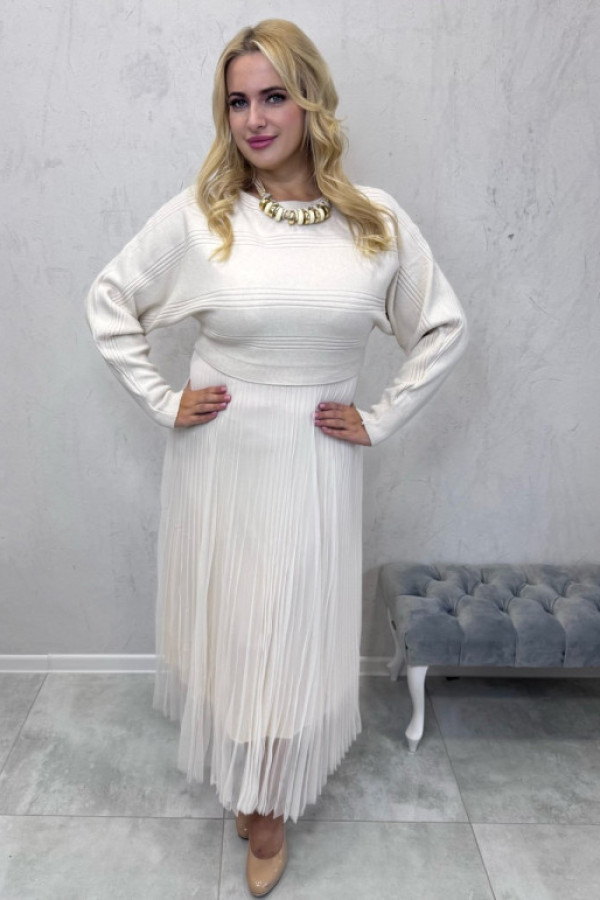 Sukienka maxi kremowa