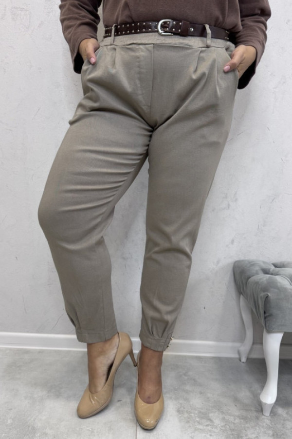 Spodnie na gumce z paskiem szare