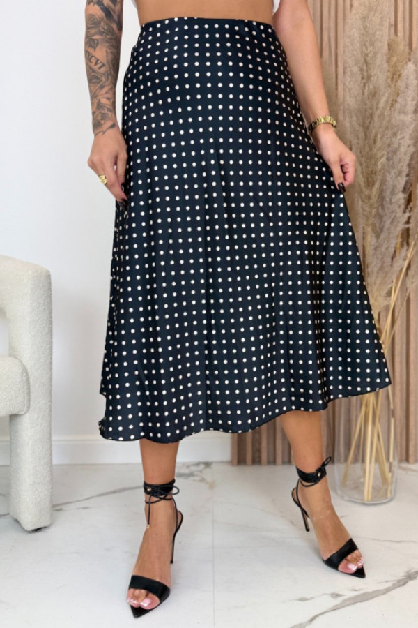 Spódnica w groszki midi czarna