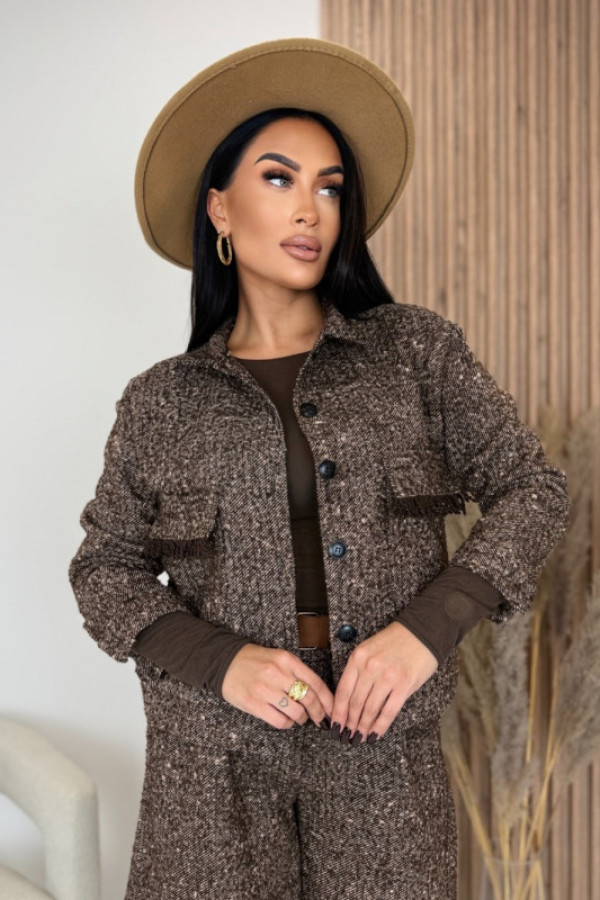Kurtka tweedowa czekoladowa