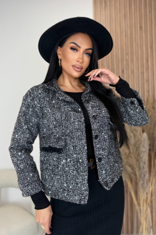 Kurtka tweedowa ciemnoszara