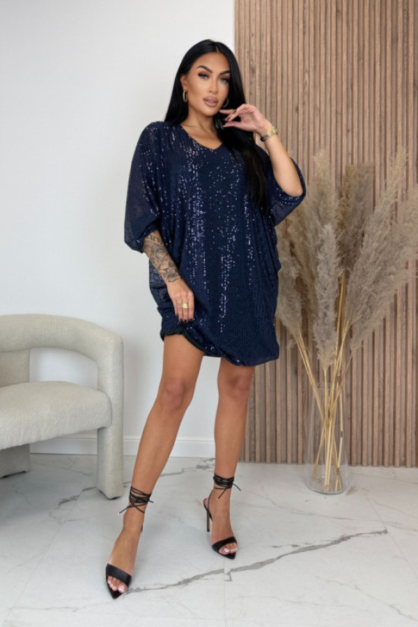 Sukienka cekinowa mini granatowa