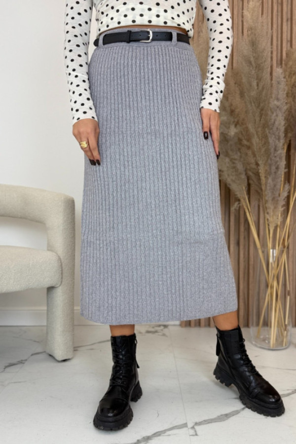 Spódnica midi prążkowana szara