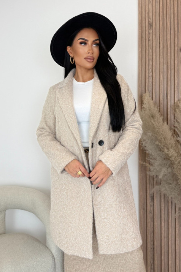 Płaszcz z guzikami i kieszeniami nude