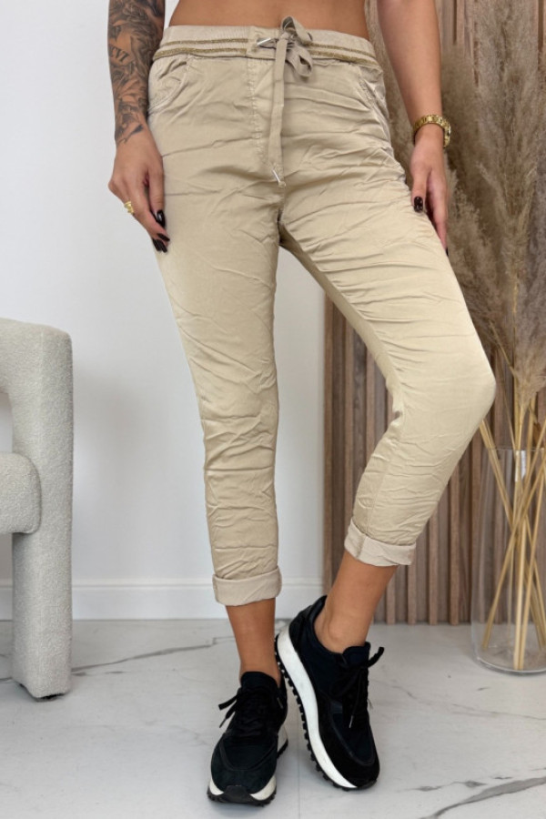 Spodnie z wiskozy beżowe