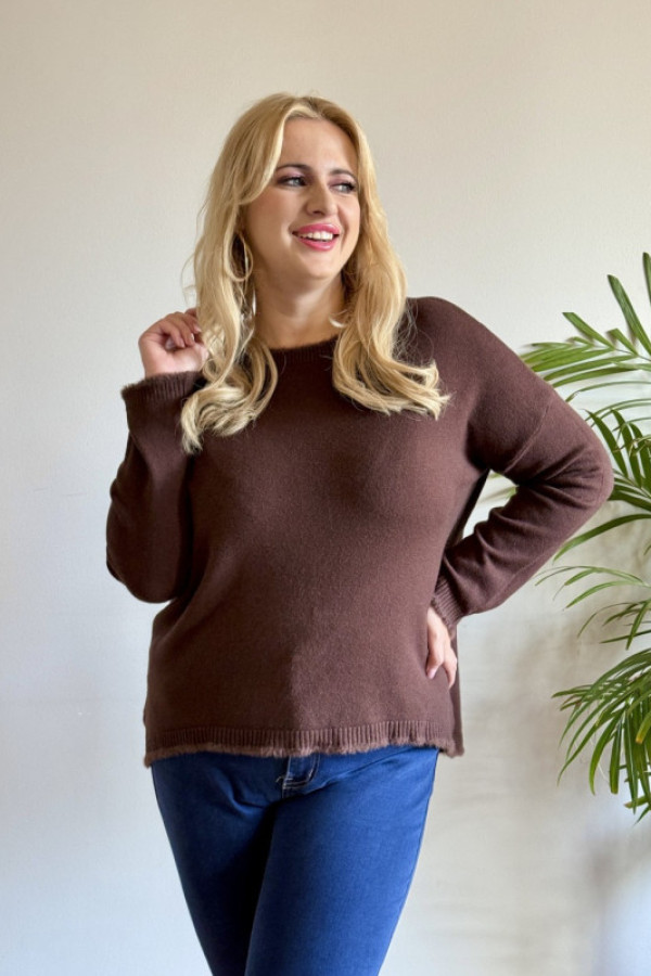 Sweterek klasyczny oversize czekoladowy