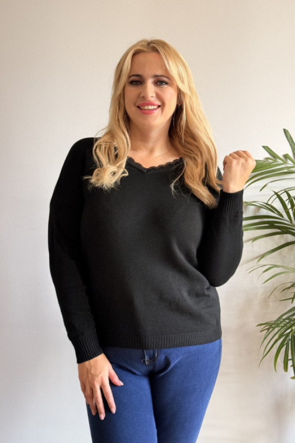 Sweterek klasyczny oversize czarny