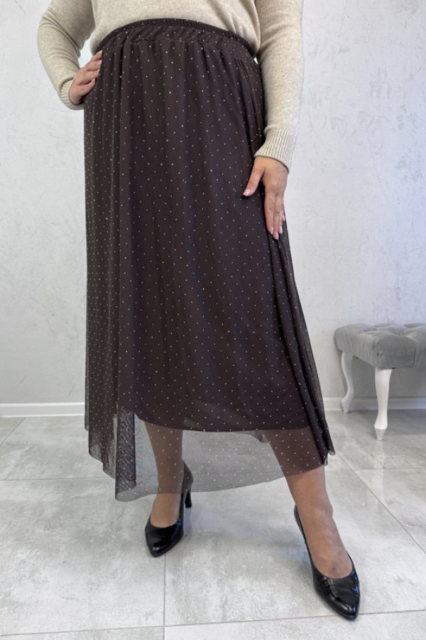 Spódnica plus size na gumce czekoladowa