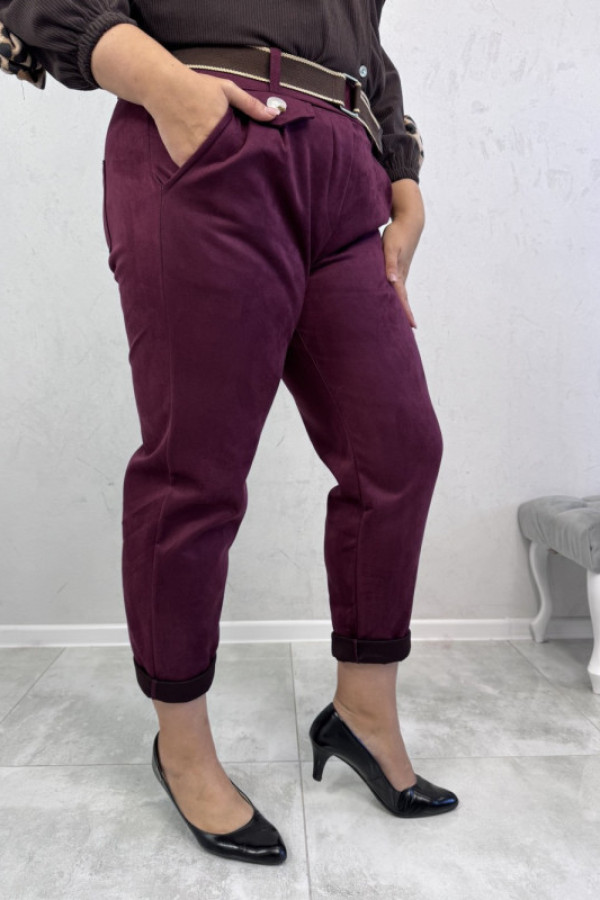 Spodnie eleganckie rurki bordowe