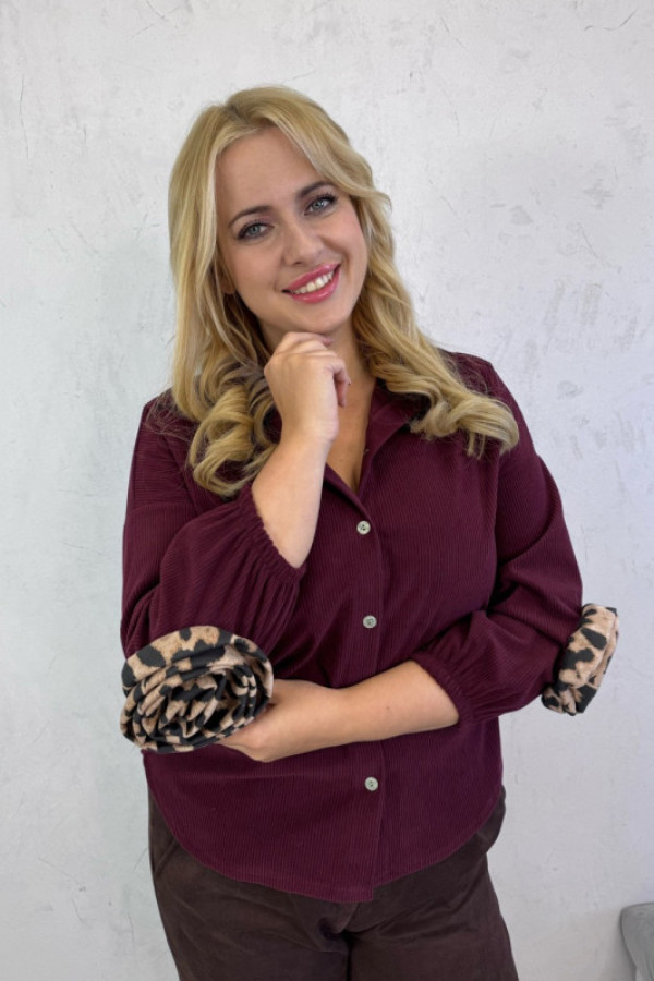 Koszula plus size bordowa