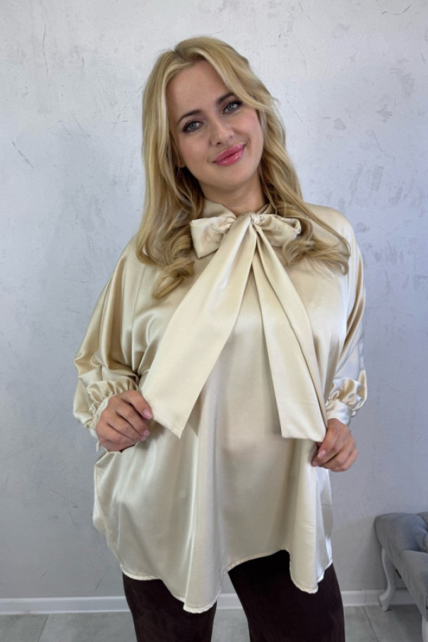 Bluzka koszulowa oversize beżowa