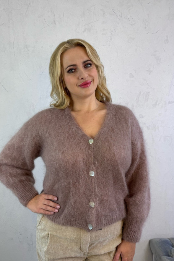 Sweterek rozpinany oversize beżowy